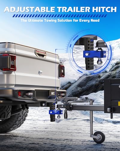 OMT Adjustable Trailer Hitch, 2 Inch Receiver, 12500 LBS Drop Hitch - color: Black-Blue, size: 2" Shank & 8" Drop