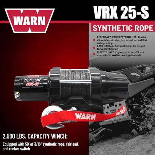 WARN VRX 25-S Powersport Winch for ATV & UTV with 2,500 lb Pulling Capacity - size: 2,500 lbs., style: Synthetic Rope