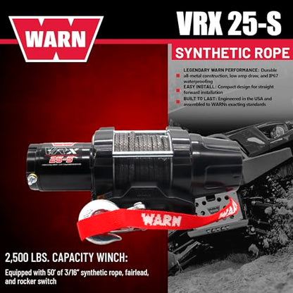 WARN VRX 25-S Powersport Winch for ATV & UTV with 2,500 lb Pulling Capacity - size: 2,500 lbs., style: Synthetic Rope