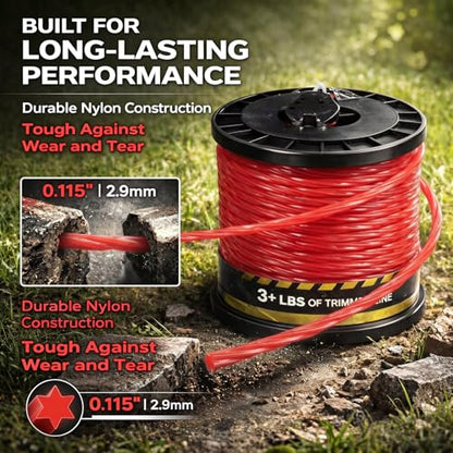 Tondiamo 820 ft 0.115" String Trimmer Line for Weeds Heavy Duty,Red