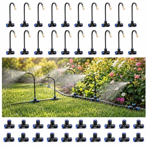 Drip Irrigation Nozzles 20 Pack, 8 Inch Adjustable Sprayers for 1/4 Tubing