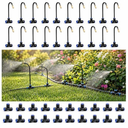 Drip Irrigation Nozzles 20 Pack, 8 Inch Adjustable Sprayers for 1/4 Tubing