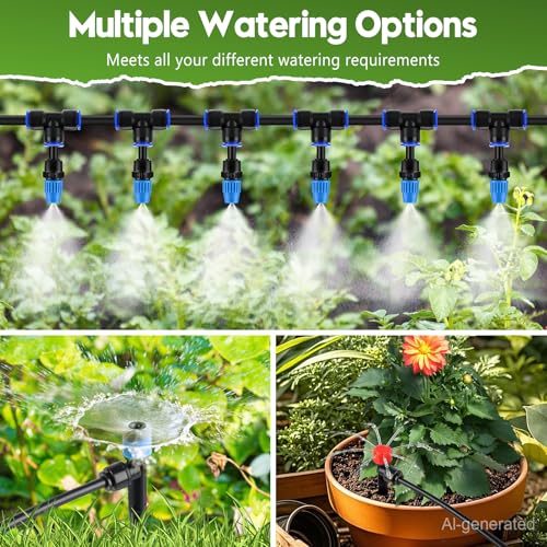 240FT Drip Irrigation System Kit, Automatic Garden Watering System - size: 40FT Main tube+200FT 1/4'' tube