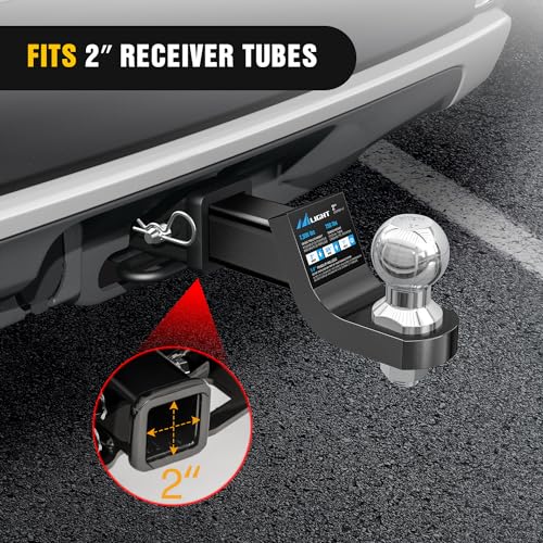 Nilight Trailer Hitch Ball Mount Fits 2" Receiver with 2" Ball 2" Drop - size: 2" Ball & 2" Drop