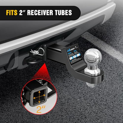 Nilight Trailer Hitch Ball Mount Fits 2" Receiver with 2" Ball 2" Drop - size: 2" Ball & 2" Drop