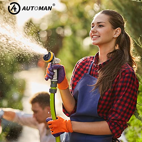 AUTOMAN Garden Nozzle Sprayer, High Pressure Spray Nozzle, 100% Metal Water Hose Nozzle, 7 Patterns Watering Nozzle, Heavy Duty Sprayer Garden Nozzle for Watering Plants & Lawns, Washing Cars & Pets - color: Metal