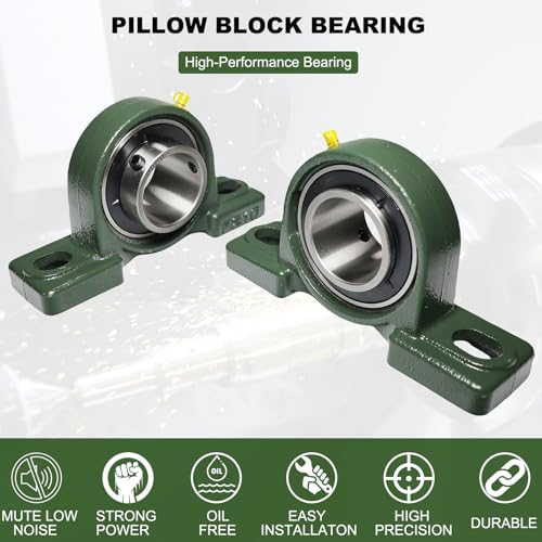 2 Pack UCP210-32 Pillow Block Mounted Ball Bearing - 2" Bore - Solid Cast Iron Base - Self Aligning - style: UCP210-32