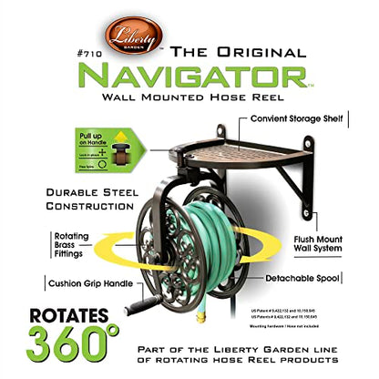 Liberty Garden 710 Navigator Rotating Garden Hose Reel, Holds 125-Feet of 5/8-Inch Hose - Bronze - style: Classic