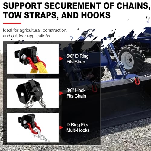 3/8" Tractor Bucket Grab Hook with 5/8" Tie Down D-Ring Shackle