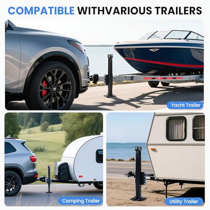 8000 lbs Trailer Jack, 20-24V Drill Compatible, Heavy Duty - color: Black