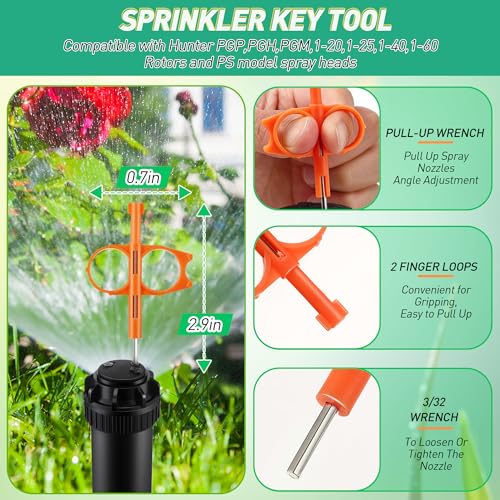 Sprinkler Adjustment Tool Compatible with Hunter/Rain Bird, Green & Orange - color: Green & Orange