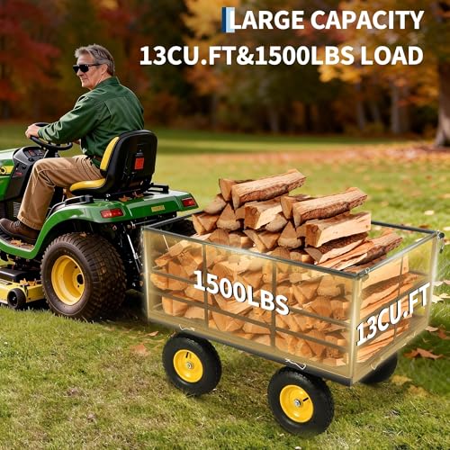 Garden Dump Cart Heavy Duty Wagon with Removable Sides - color: Black