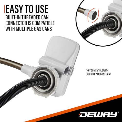 Deway AA Battery Gas Pump Automatic Fuel Transfer with Trigger Nozzle & PVC Hose - 2.4 GPM Siphon Pump for Gasoline, Diesel, Kerosene, Gas Cans, Generators, Lawn Mowers, Boats, ATVs - style: Hand Trigger Nozzle w/ PVC Hose