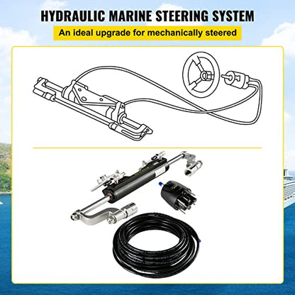 VEVOR Outboard Hydraulic Steering Kit, Hydraulic Steering Cylinder, Hydraulic Outboard Steering Kit - size: 300HP