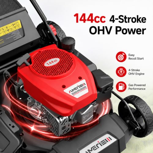 AMERISUN 21" Gas Lawn Mower,144cc 4-Stroke Engine,3-in-1 Push Mower