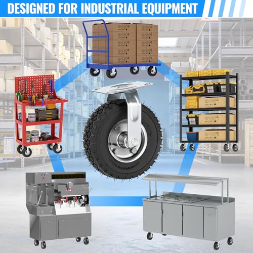 8 inch Casters Wheels, Heavy Duty Casters Set of 4 Load 880lbs with Brake, Locking Swivel Plate Caster, Industrial Castor Wheels for Workbench, Cart, Trolley, Wagon and Shelves - size: 8 inch (2 Swivel with Brake-No Direction Lock)