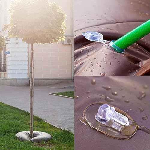 4 Pack 10 Gallon Tree Watering Bags - Slow Release Drip Irrigation System Reusable PVC Watering Ring with Automatic Root Drip for Trees & Shrubs | Heavy Duty Refillable Water Pouch (Brown, 20 Gallon) - color: Brown, size: 20 Gallon