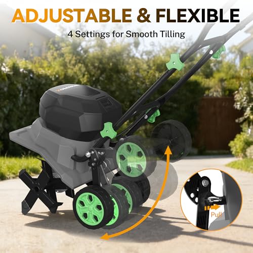 WORKPROX 40V Cordless Garden Tiller, 12" Wide & 8" Deep Tilling - size: 40V / 12-Inch