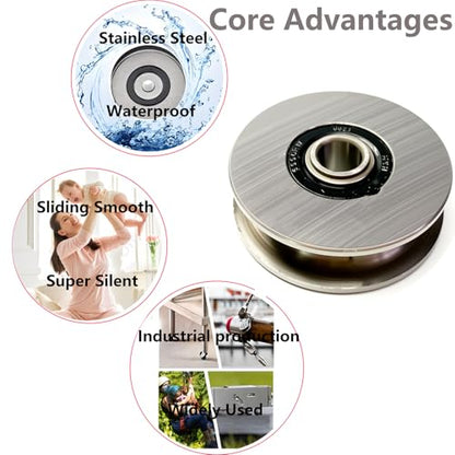 270kg/550 lbs Deep U Groove Ball Bearings Pulley,Metal Pulley Wheel Bearings Wheel Wire Rope Pulley for Lifting Guide, 8mm/0.3" Inner Dia (40mm/1.5inch) - size: 40mm/1.5inch