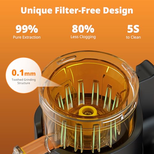 AIRMSEN Juicer Machines, 5.8" Large Feed Chute Cold Press Juicer, 300W