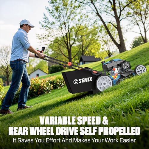 SENIX 22" 201cc Variable Speed Rear Wheel Self Propelled Gas Lawn Mower