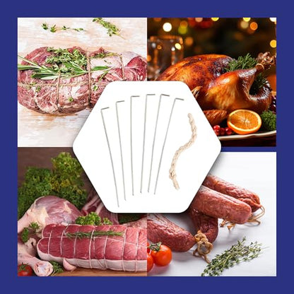 HIC Kitchen Roasting Holiday Turkey Lacer Kit, Cotton Butcher’s Twine, Reusable Stainless Steel Pins, For Trussing Rolled Or Stuffed Poultry And Meat, Set of 2 - size: 2 Lacer Kits