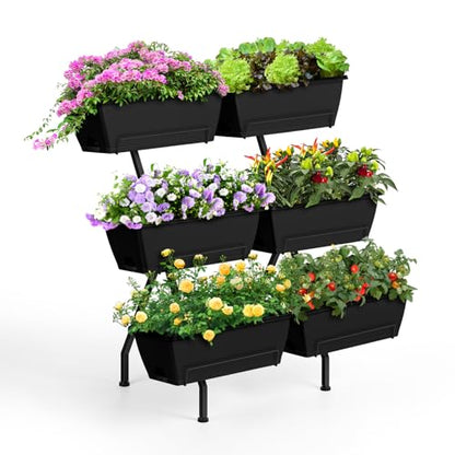 Raised Garden Beds Outdoor with Planter Boxes Vertical Raised Bed with Legs - color: Black