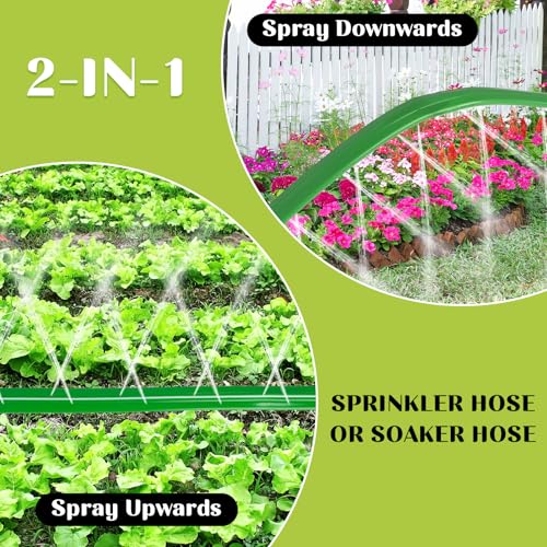 50 Ft Sprinkler Soaker Hose with Holes, Flat Garden Soaker Hose Kit
