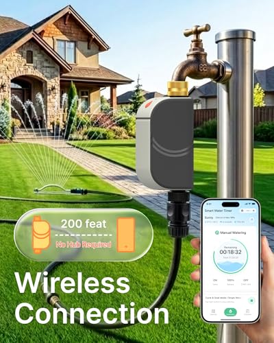Smart Bluetooth Water Timer for Garden Hose, Heavy-Duty Brass Inlet Water Hose Timer Outdoor, Set & Forget Programmable Irrigation Controller with App, One-Button Manual Watering, IP65 Waterproof - color: Bluetooth