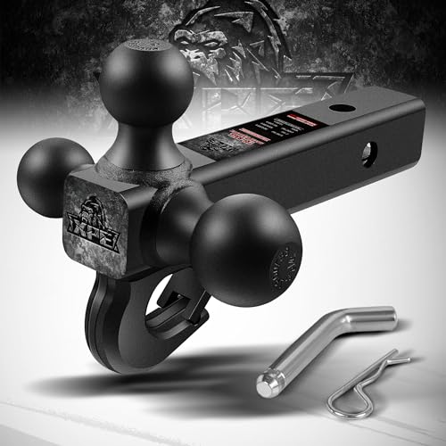 XPE Tri Ball Trailer Hitch Mount with Hook Fits 2 Inch Receiver Matte Black