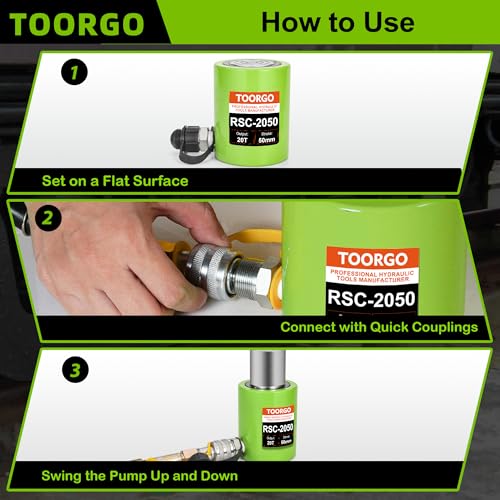 20 Ton Hydraulic Cylinder Jack,2” Stroke Hydraulic Ram Jack, Porta Power Automatic Retracting Jack, Green - style: 20T