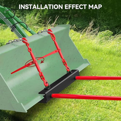 YITAMOTOR 49" Hay Spear Attachment, 3000lbs Bucket Tractor Dual Bale Spears - size: 49 Inch