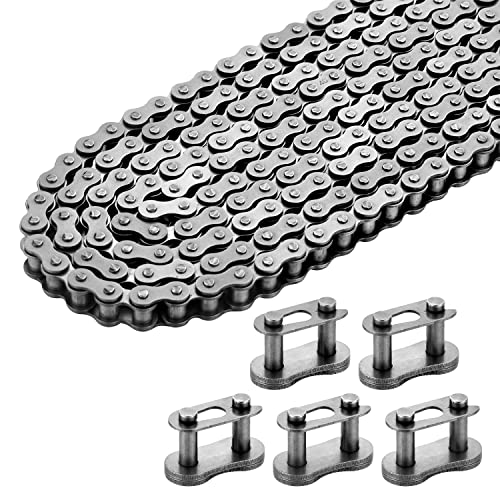 #40 Roller Chain - 10 Feet #40 Chain with 5 Connecting Links for Go Karts, Mini Bikes, Scooters, Motorcycles, Bycicles, ATV, MTV, Dirt Bike and Other Industrial Machinery - 240 Links - size: 10 Feet, style: 240 Links