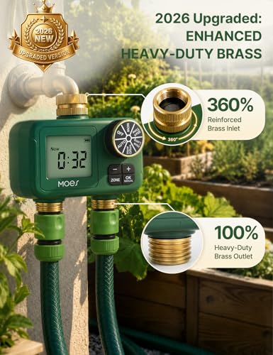 MOES 2-Zone Water Timer for Garden Lawn Hose, Brass 3/4 Inlet & Outlets - size: 2 Zones