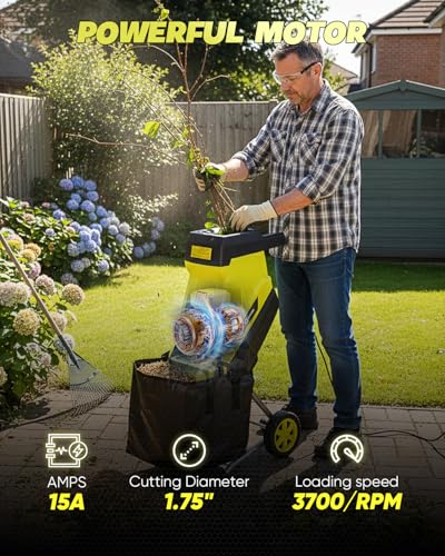 Saker Electric Wood Chipper Shredder 15-Amp Corded