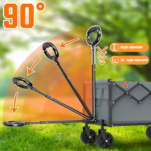 Yozoia Wagons Carts Foldable,Utility Beach Grocery Wagon with Wheels,Grey - color: Gray, size: 100L