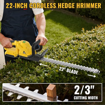 22" Cordless Hedge Trimmer Compatible with DEWALT 20V MAX Battery-Tool Only - color: Yellow