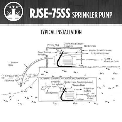Red Lion RJSE-75SS, 3/4 HP, 11 GPM Stainless Steel Sprinkler Utility Pump