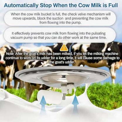 14L Goat Milking Machine, Rechargeable Battery Adjustable Pulse Vacuum Electric Goat Milking Machine,Portable Milking Machine,Individual Pulsation Adjustment, Udder Protection - size: 14L Goat