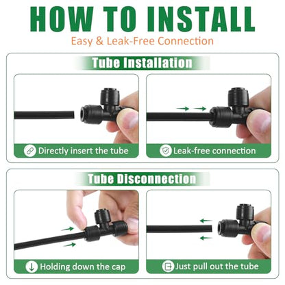 1/4 Inch Drip Irrigation Tee Fittings, 22 Pieces Push-to-fit Tee Connectors for 1/4" Irrigation Tubing Leak Free Drip Line T Parts for Garden Lawn Irrigation System - size: 1/4" Push to Connect Tee
