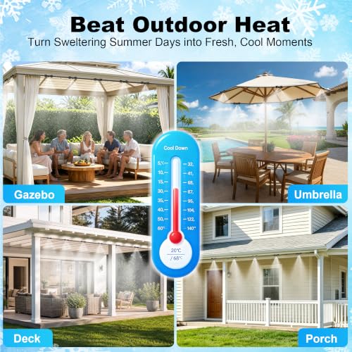 Thiswing 100 FT Dual-Line Misting Cooling System with 24 Brass Nozzles