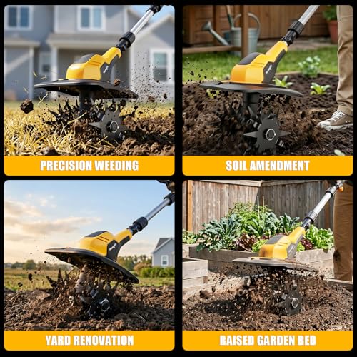 Cordless Tiller Cultivator Compatible with DEWALT 20V Battery (Tool Only)
