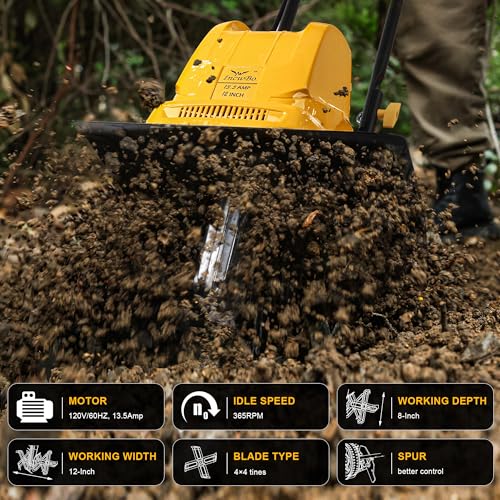 IncwBo 12'' 13.5-AMP Electric Roto Tiller Cultivator for Gardening Cored - size: 13.5 AMP-12 INCH