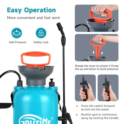 1.35-Gallon Pump Pressure Sprayer, 5L Garden Water Sprayer