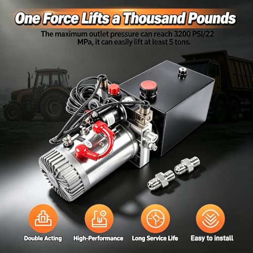 12V Hydraulic Power Unit Pump, 4 Quart Double Acting - color: Double Acting, size: 4 Quart