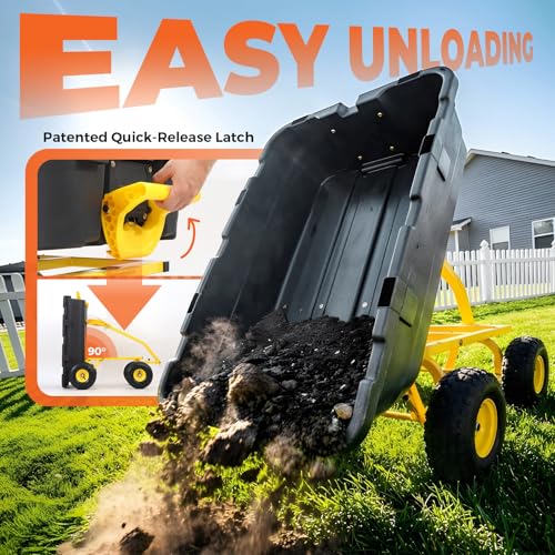 Sekey Garden Dump Cart, 1000 lb Capacity, Quick-Release Bed - color: Black, size: 1000lbs