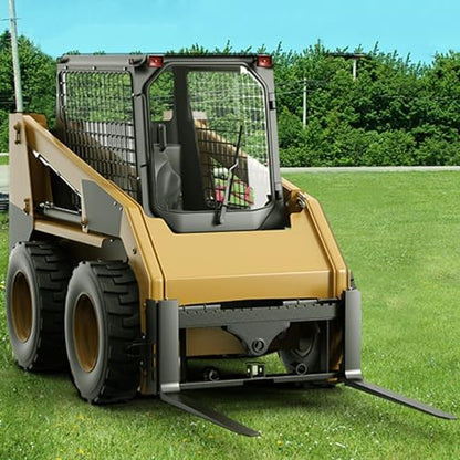 Skid Steer Pallet Fork Frame Attachment, 42" Fork & 45" Frame, 2500lbs Capacity, 2" Receiver Hitch & 3 Spear Sleeves, Quick Attach Frame for Kubota & Compact Loader Loaders, Heavy Duty