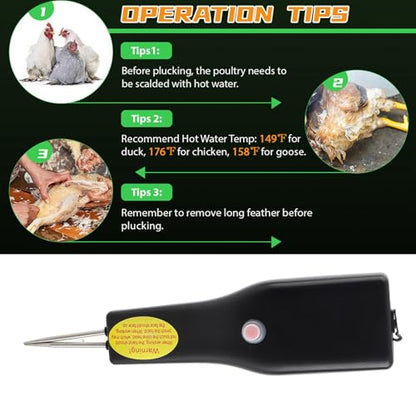 Fabater Chicken Plucker, Electric Handheld Chicken Plucker Machine, Plucking Machine for Poultry Duck Goose, Professional Poultry Plucker Removal, Pin s Short Hair Plucking