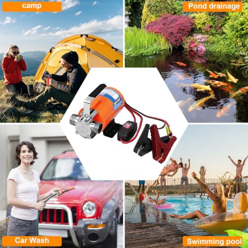 12V Water Transfer Pump 1/10HP Electric Water Pump Utility Pump-Orange - style: Orange-Standard