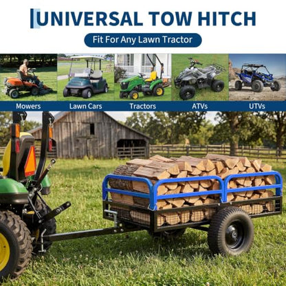 Garvee 1500 lbs ATV UTV Trailer, Pull Behind Dump Cart Lawn Mower Trailer - color: Blue